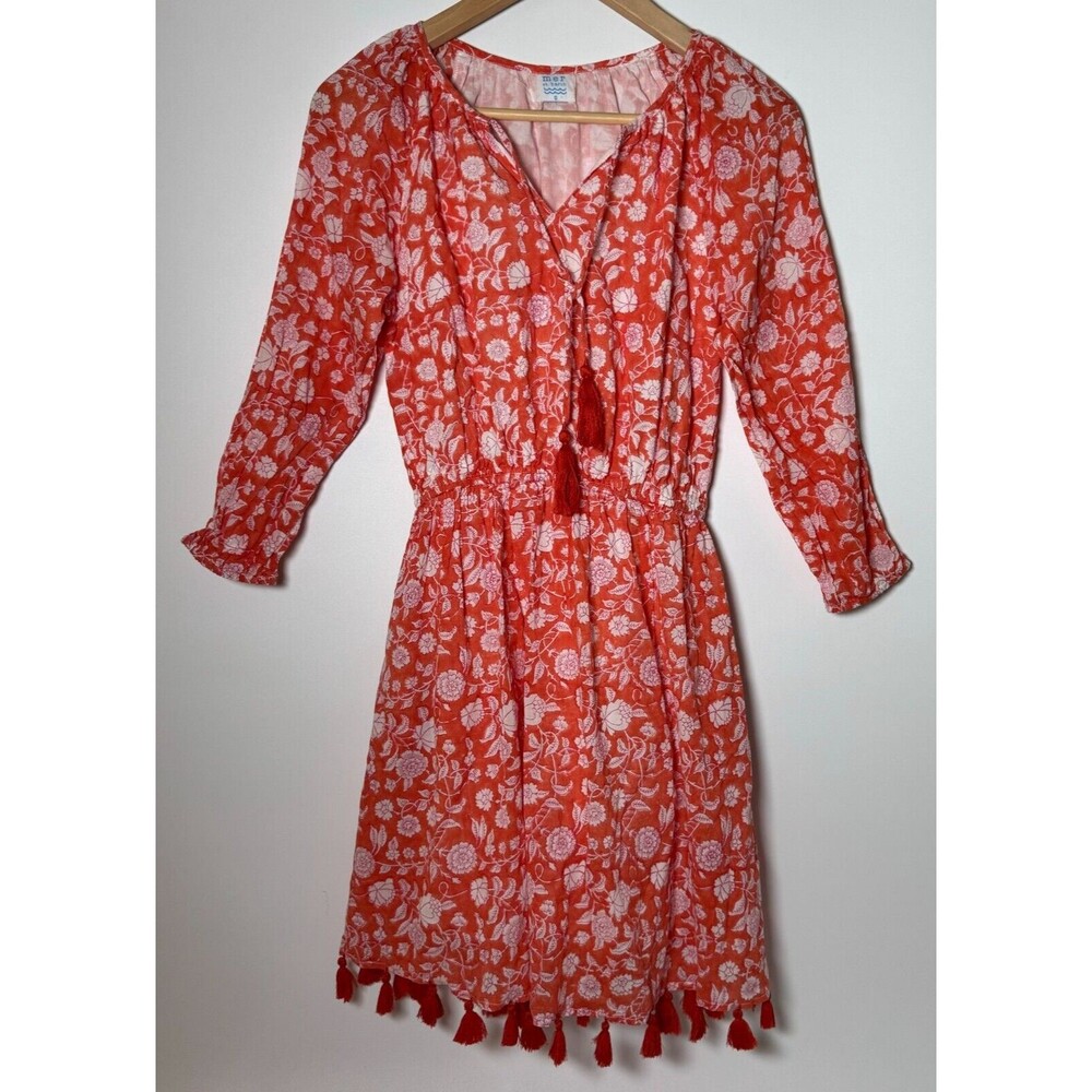 Mer St Barth Dress Small Orange‎ Floral Boho Resortwear Colorful Beach Aloha